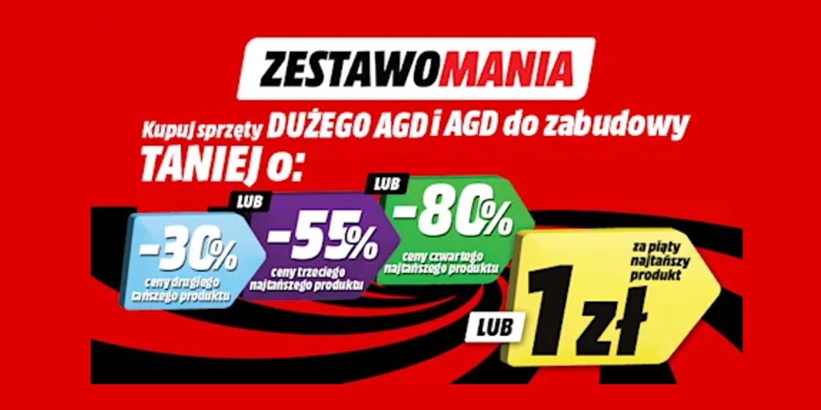 Media Markt: Do -80% lub 5. produkt za  1 zł 08.09.2026
