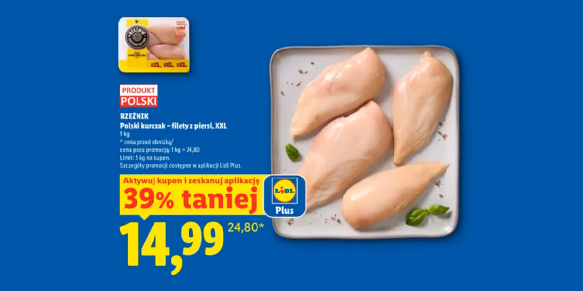 Lidl: KUPON -39% na filet z piersi kurczaka