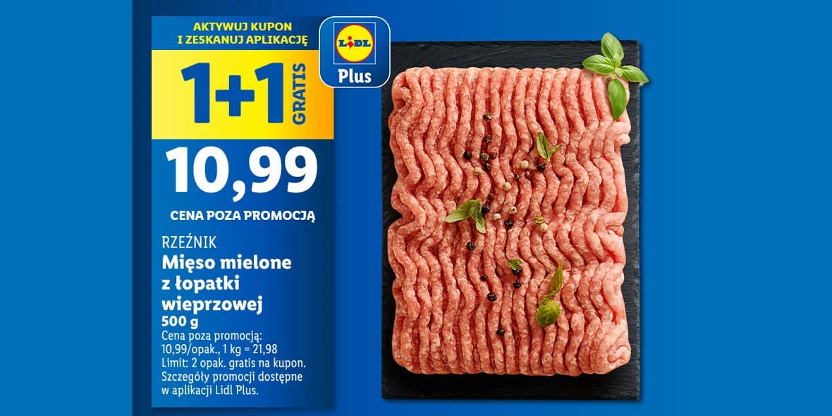 Lidl: KUPON 1+1 GRATIS na mięso mielone 17.03.2025
