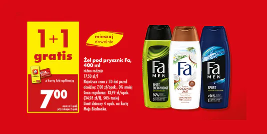 Biedronka: 1+1 GRATIS na żel pod prysznic Fa, 400 ml 12.05.2025