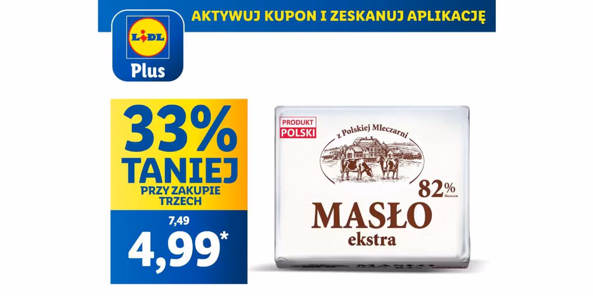 Lidl: KUPON -33% na masło ekstra z Polskiej Mleczarni