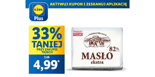 Lidl: KUPON -33% na masło ekstra z Polskiej Mleczarni 12.05.2025