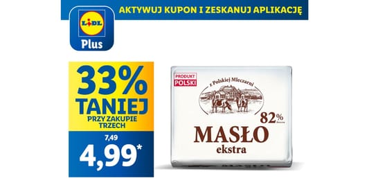 Lidl: KUPON -33% na masło ekstra z Polskiej Mleczarni 12.05.2025