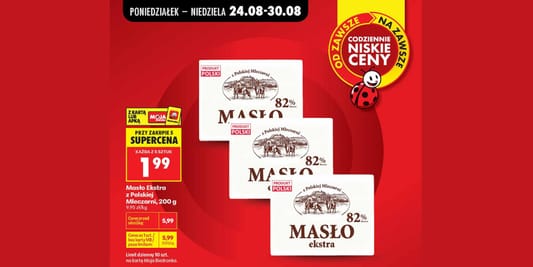 Biedronka: SUPERCENA na masło Ekstra z Polskiej Mleczarni 24.08.2026