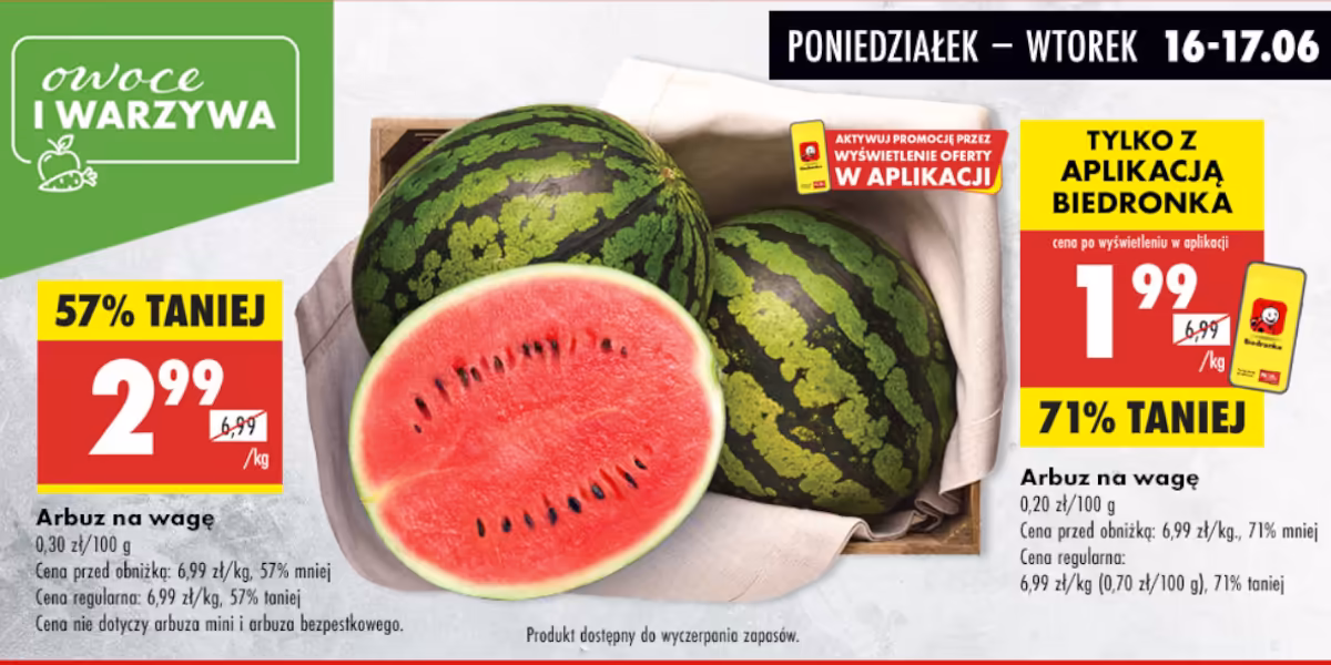 Biedronka: Do -71% na arbuza na wagę