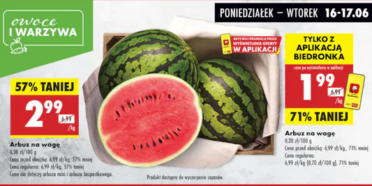 Biedronka: Do -71% na arbuza na wagę 16.06.2025
