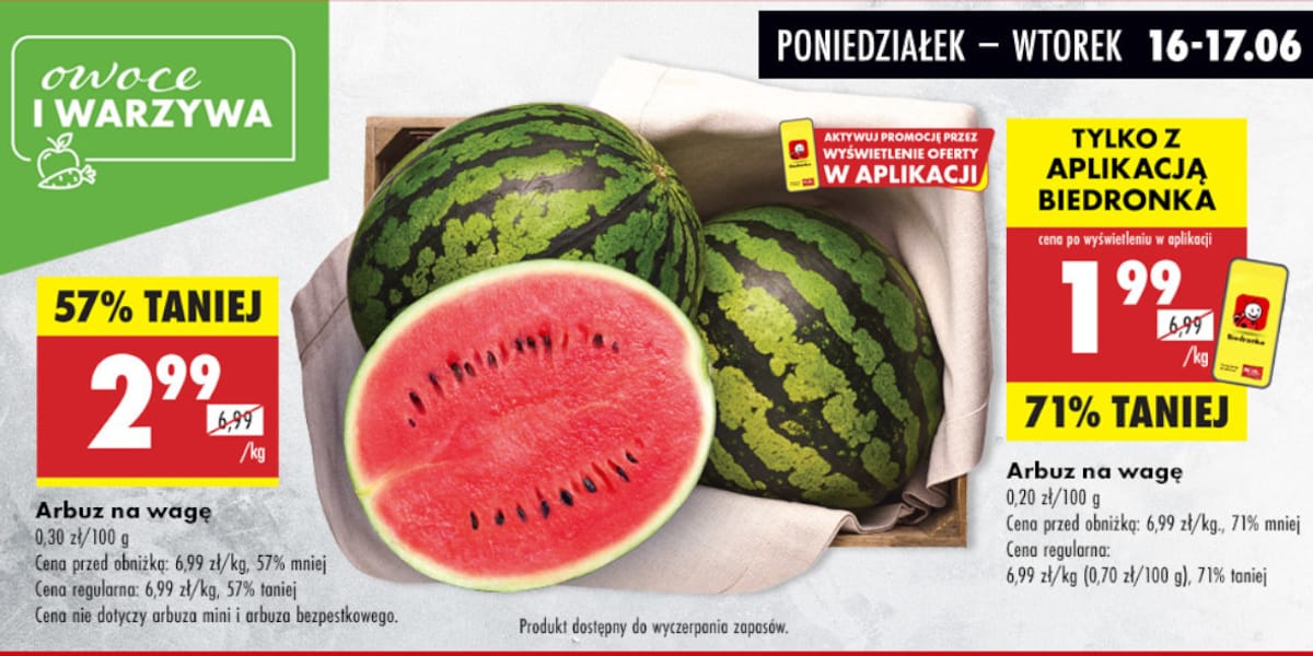 Biedronka: Do -71% na arbuza na wagę