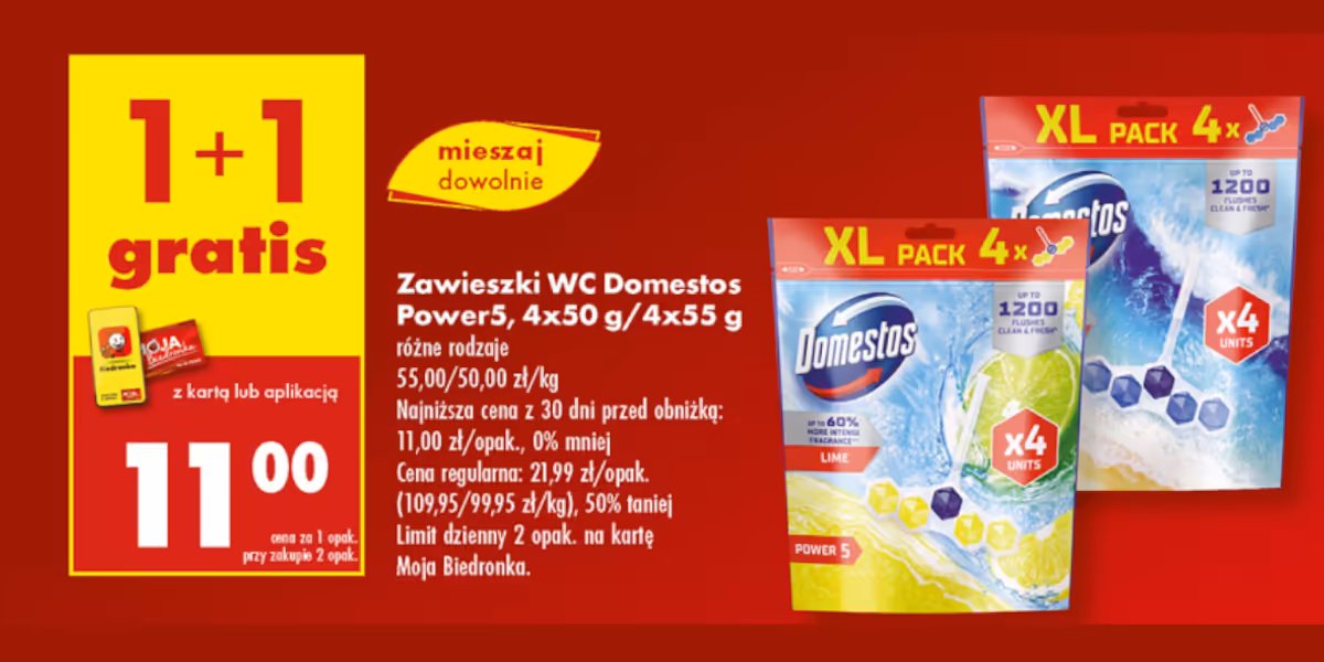 Biedronka: 1+1 GRATIS na zawieszki WC Domestos