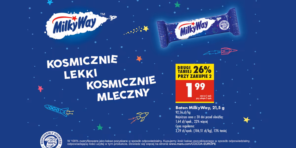 Biedronka: -26% na baton MilkyWay