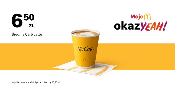 McDonald's: 6,50 zł Średnia Café Latte 02.09.2024