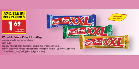 Biedronka: -37% na wafelek Prince Polo XXL 07.05.2025