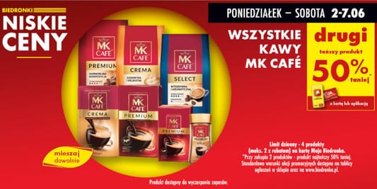 Biedronka: -50% na wszystkie kawy MK Cafe 02.06.2025