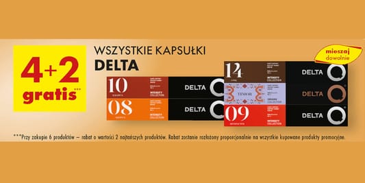 Biedronka: 4+2 GRATIS na wszystkie kapsułki Delta 07.05.2025