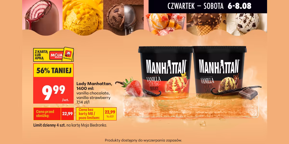 Biedronka: -56% na lody Manhattan
