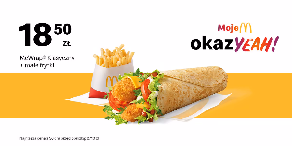 McDonald's: 18,50 zł McWrap® Klasyczny + Małe frytki