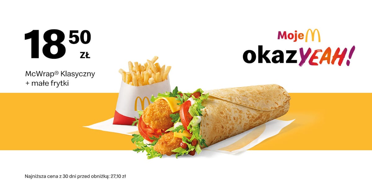 McDonald's: 18,50 zł McWrap® Klasyczny + Małe frytki