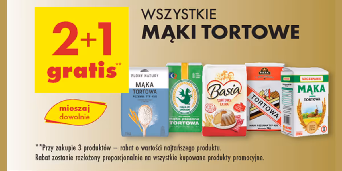 Biedronka: 2+1 GRATIS na wszystkie mąki tortowe