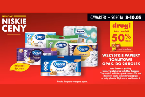 : -50% na wszystkie papiery toaletowe opak. do 24 rolek