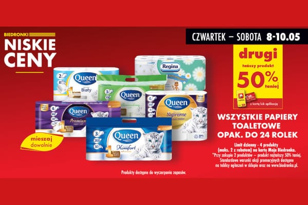 : -50% na wszystkie papiery toaletowe opak. do 24 rolek