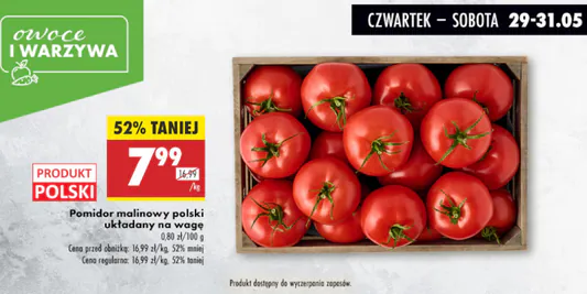 Biedronka: -52% na polskie pomidory malinowe 29.05.2025