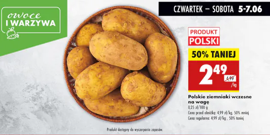Biedronka: -50% na polskie ziemniaki wczesne na wagę 05.06.2025