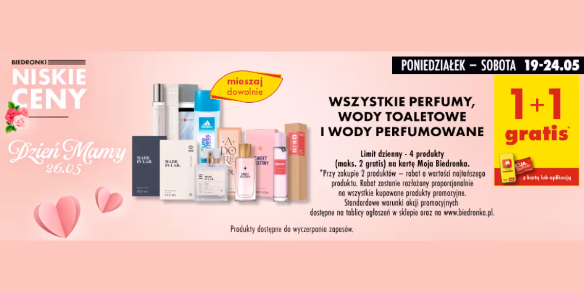 Biedronka: 1+1 GRATIS na perfumy, wody toaletowe i wody perfumowane