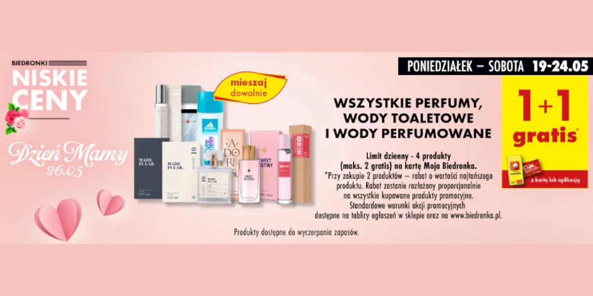 Biedronka: 1+1 GRATIS na perfumy, wody toaletowe i wody perfumowane