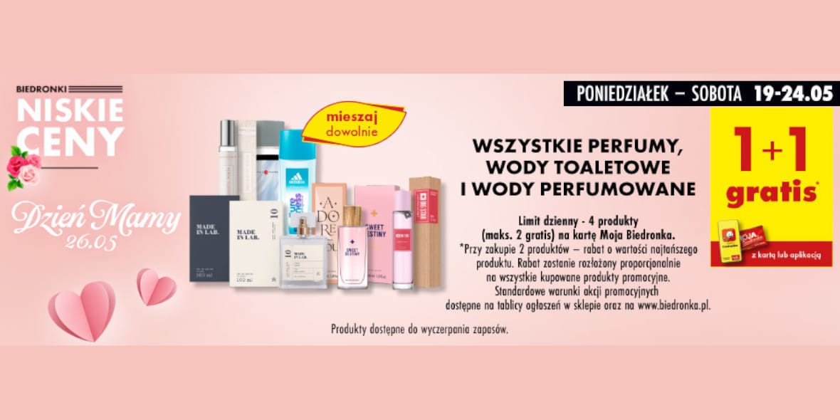 Biedronka: 1+1 GRATIS na perfumy, wody toaletowe i wody perfumowane 19.05.2025