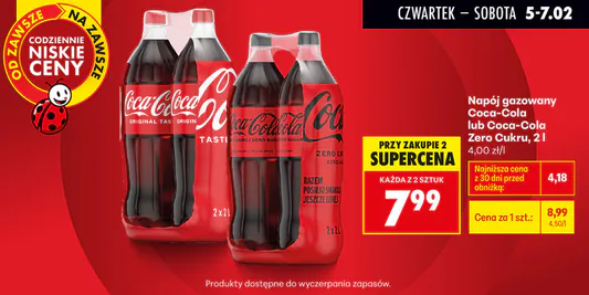 Biedronka: 7,99 zł za napój Coca-Cola lub Coca-Cola Zero 05.02.2026