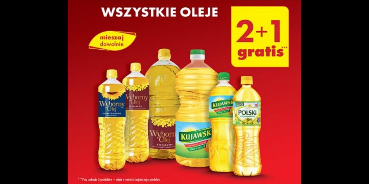 Biedronka: 2+1 GRATIS na wszystkie oleje