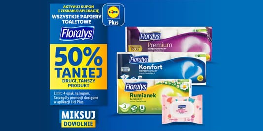 Lidl: KUPON -50% na papier toaletowy Floralys 12.05.2025