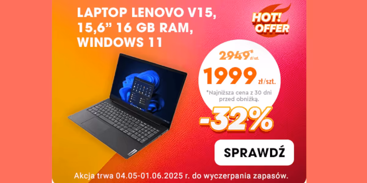Biedronka Home: -32% na laptopa Lenovo V15