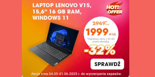 Biedronka Home: -32% na laptopa Lenovo V15 05.05.2025
