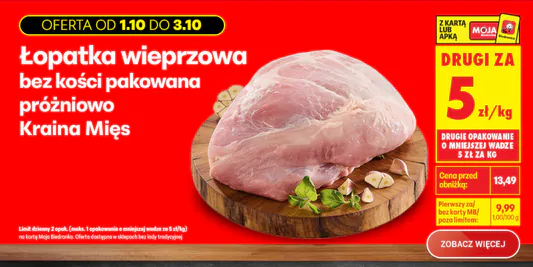 Biedronka: 5 zł/kg za łopatkę wieprzową 01.10.2026