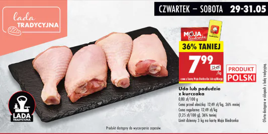 Biedronka: -36% na świeże udo lub podudzie kurczaka 29.05.2025
