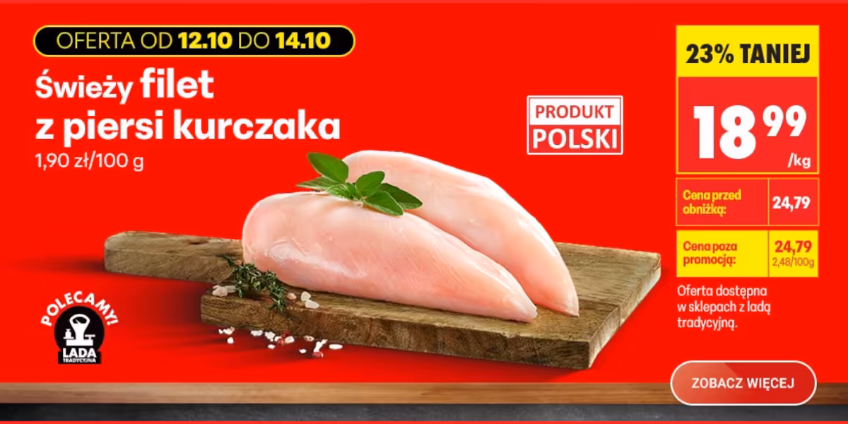 Biedronka: -23% na filet z piersi kurczaka