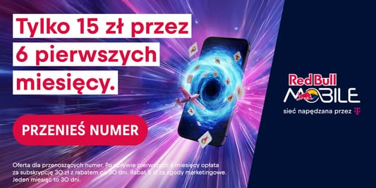 Red Bull MOBILE: 15 zł przez 6 pierwszych miesięcy 13.05.2025