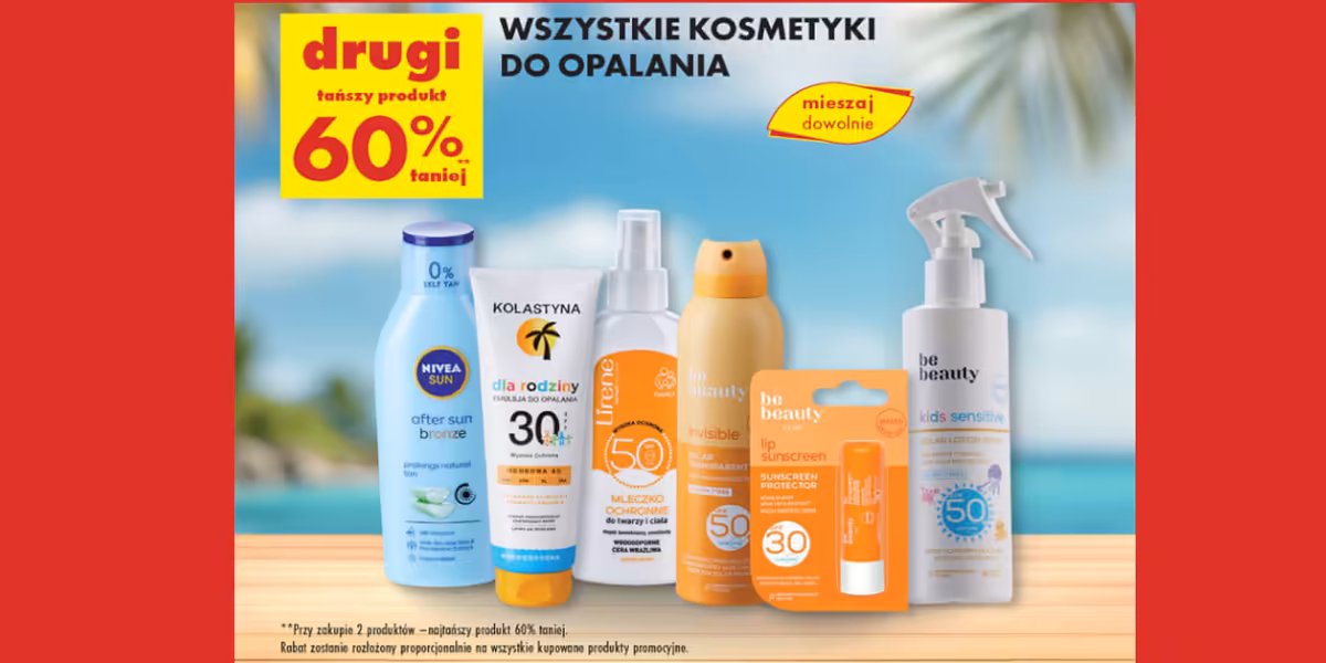 Biedronka: -60% na wszystkie kosmetyki do opalania-drugi produkt