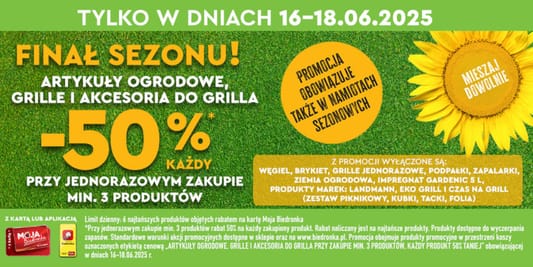 Biedronka: -50% na art. ogrodowe, grille i akcesoria do grilla 16.06.2025