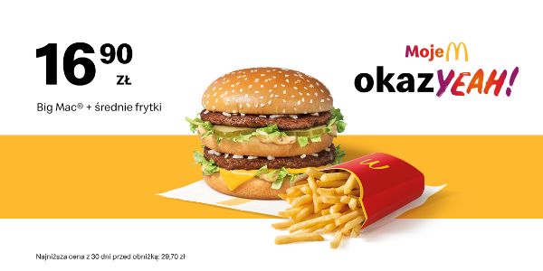 McDonald's: 16,90 zł Big Mac® + średnie frytki 16.09.2024