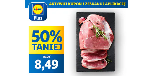 Lidl: KUPON -50% na łopatkę wieprzową 15.05.2025