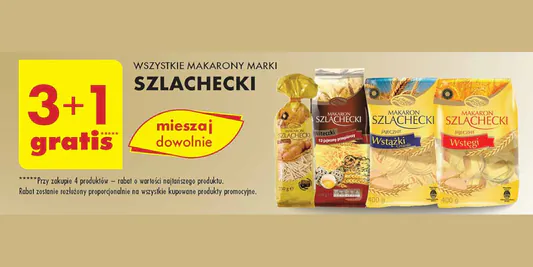 Biedronka: 3+1 GRATIS na makarony marki Szlachecki 21.05.2025