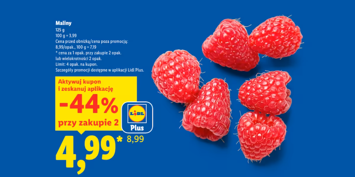 Lidl: KUPON -44% na maliny