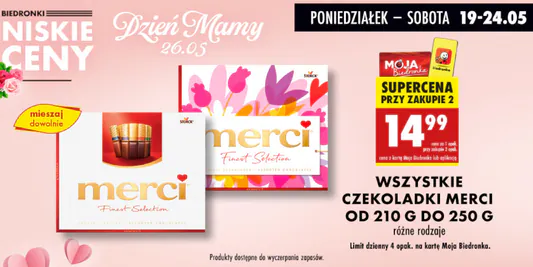 Biedronka: 14,99 zł za czekoladki Merci 19.05.2025