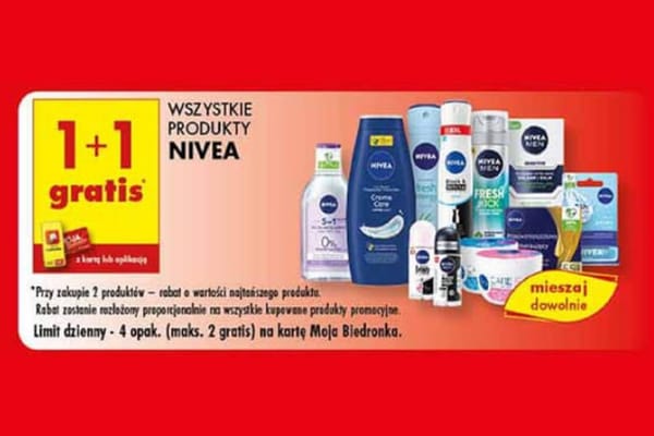 : 1+1 GRATIS na wszystkie produkty Nivea