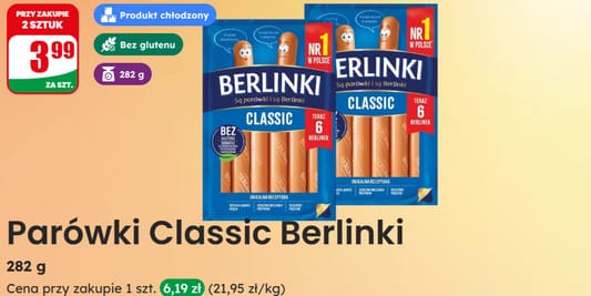 Dino: 3,99 zł za parówki Berlinki Classic 12.01.2026
