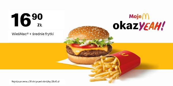 McDonald's: 16,90 zł WieśMac® + średnie frytki 02.09.2024