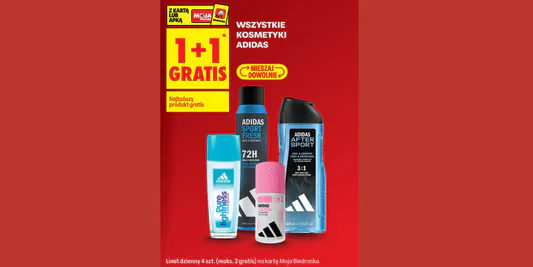 Biedronka: 1+1 GRATIS na wszystkie kosmetyki adidas 03.02.2026