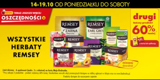 Biedronka: -60% na wszystkie herbaty Remsey 14.10.2024