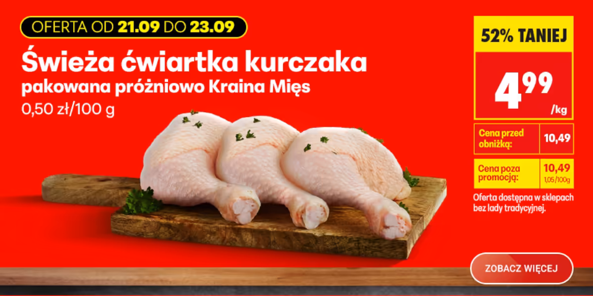 Biedronka: -52% na ćwiartkę kurczaka